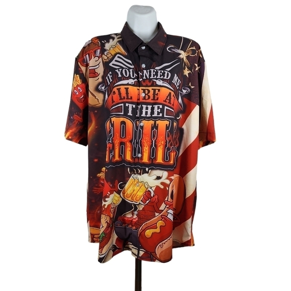 "IF YOU NEED ME I'LL BE AT THE GRILL"  SHORT SLEEVE SHIRT - Picture 4 of 7